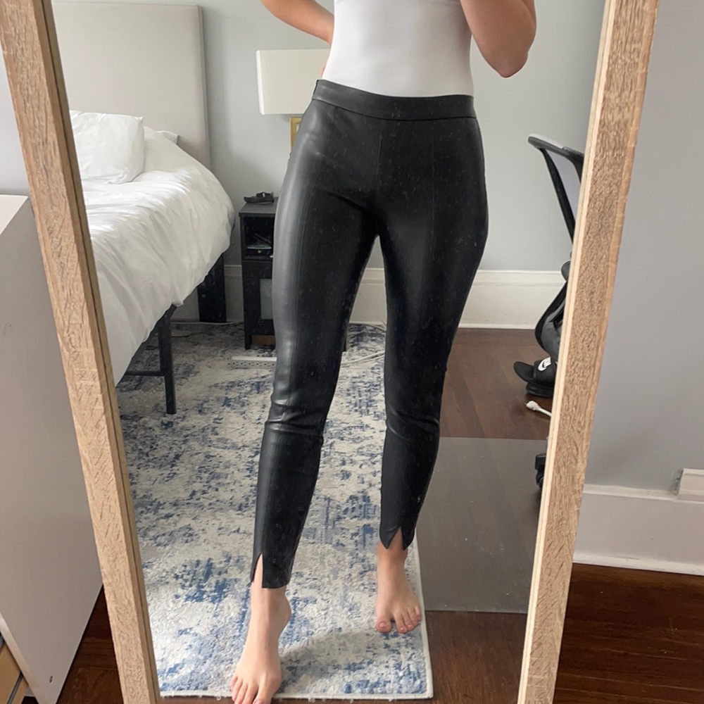 ZARA Black faux leather trousers in size XS